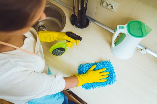 Professional home cleaners in Ruislip cleaning a tidy living room