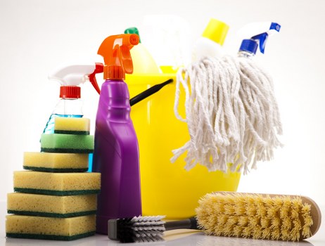 Local domestic cleaner maintaining a tidy living room